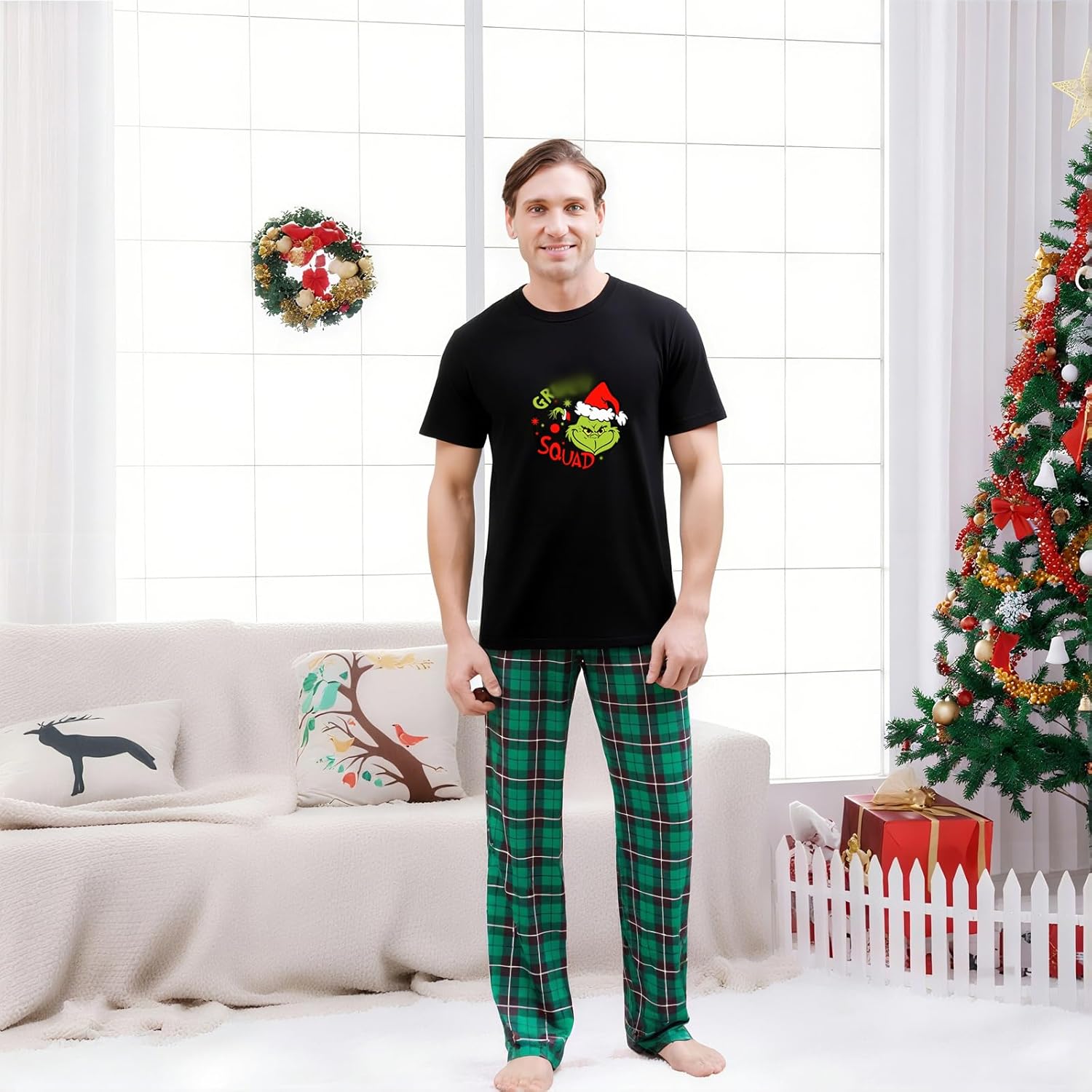 TBD DECOR Christmas Pajamas for Family Matching Sets Holiday PJS Sets with Short Sleeve T-Shirt and Pants Xmas Jammies for Couples Men Women - Image 2