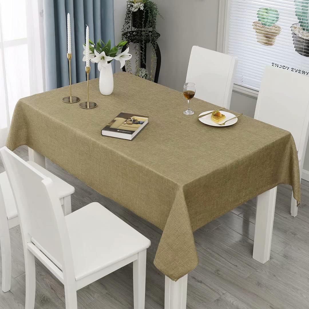 MikiUp Faux Linen Rectangle Tablecloth - Waterproof, Wrinkle Resistant and Washable Slubby Texture Wrinkle Table Cloth, Indoor & Outdoor Table Cover for Kitchen Party and Banquets : Home & Kitchen