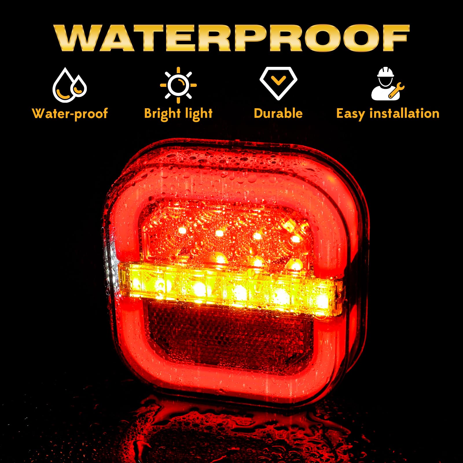 Yinaolan 2 Luci Posteriori a LED Per Rimorchio, 12/24 V, Impermeabili, Luci di Stop, Indicatori di Direzione, Per Roulotte, Furgoni, Barche, Camper, Camion, Trattori, Con Marchio di Omologazione E - 2