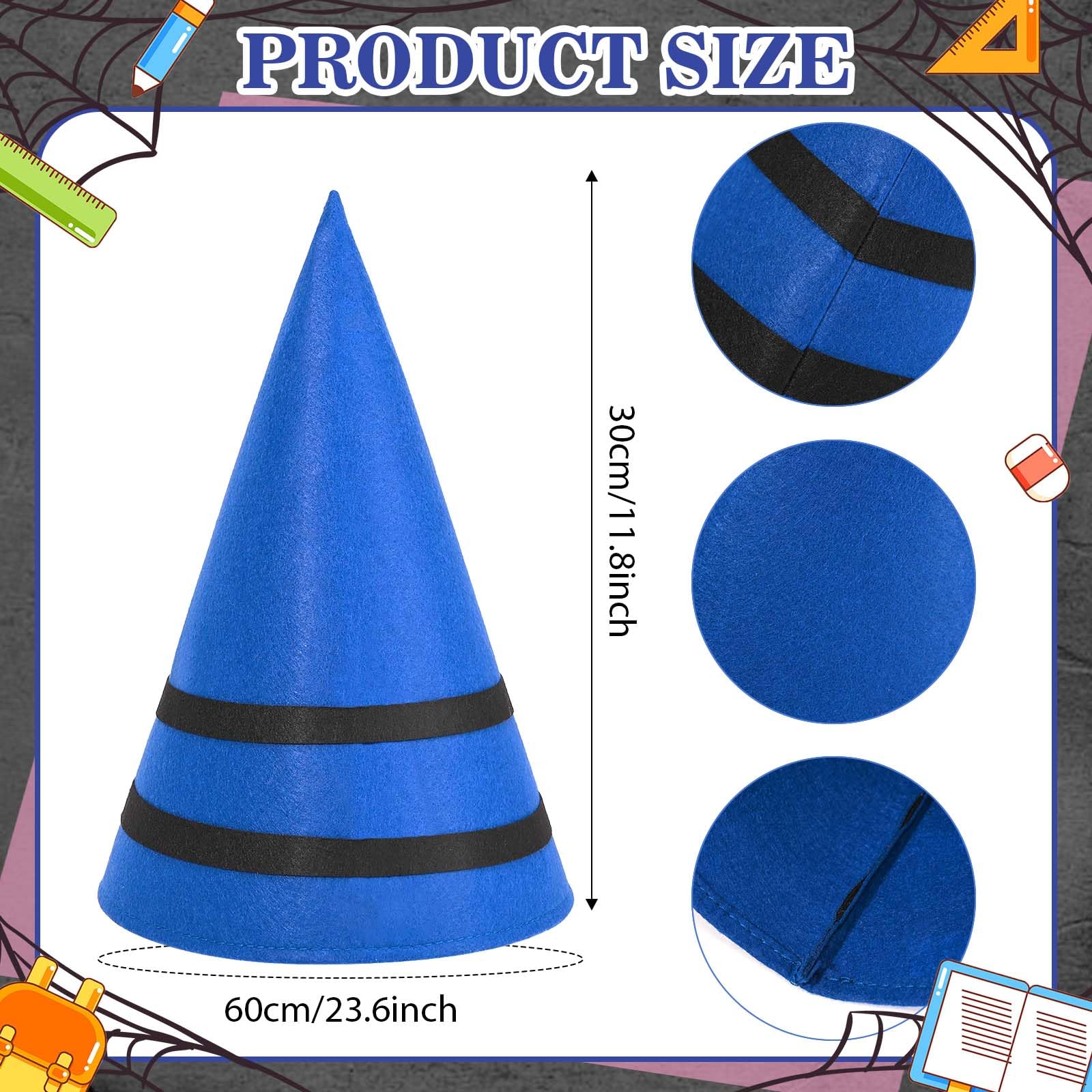 Kavoc 2 Pcs Colorful Crayon Costume Include Crayon Apron and Funny Gnome Cone Hat for World Book Day Fancy Dress Up (Blue) - Image 2