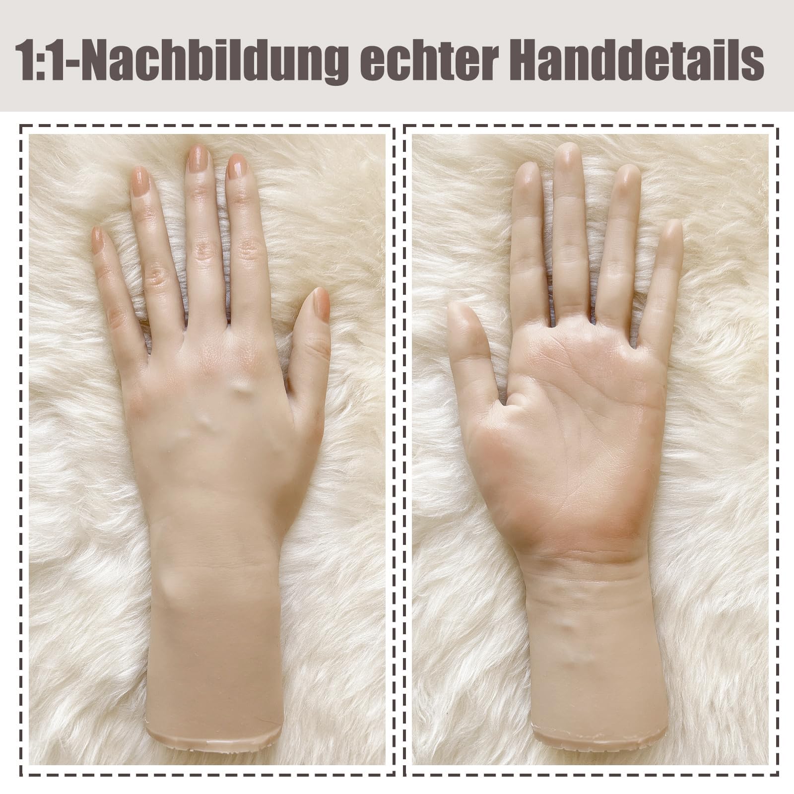 Mannequin de vitrine réaliste en silicone pour femme - Modèle de mains féminines réalistes pour ongles en acrylique - Bijoux d'Halloween - Accessoires de photographie (main droite)
