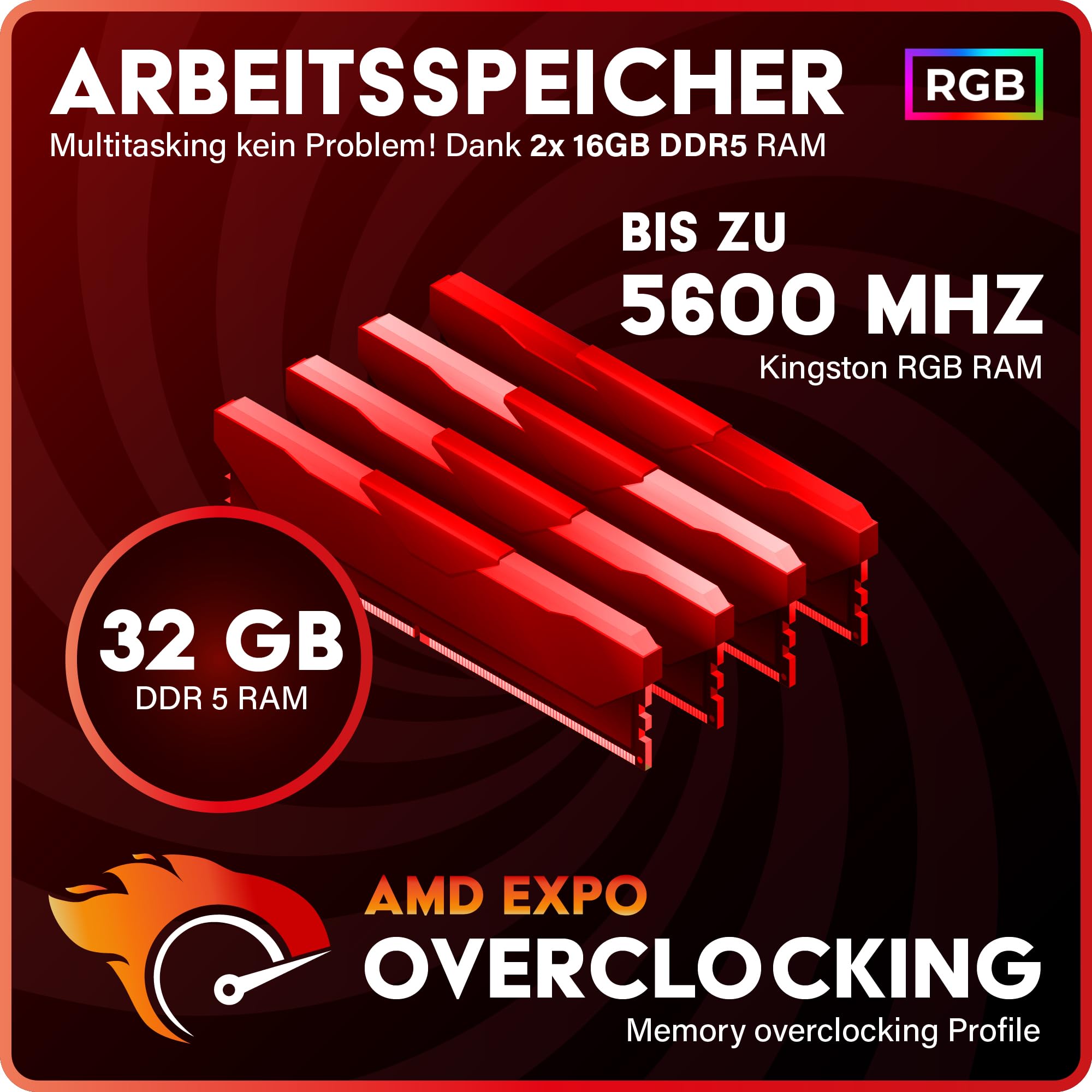 Greed® MKM - High End Gaming PC – AMD Ryzen 5 7500F + Nvidia Geforce RTX 5070Ti 16GB - 4K & Raytracing Rechner - 5,0 GHZ - RGB Computer mit Wasserkühlung - 32GB DDR5 RAM - 1TB SSD + Windows 11 Pro
