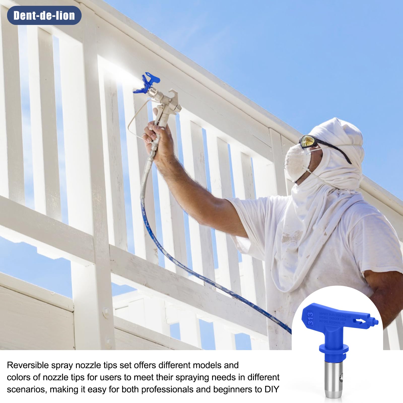 Kit de tête de Pulvérisation de Peinture Airless, tête de Buse Réversible 5pcs, Buse de Pulvérisation Airless et Mini Boîte de Rangement Airless (211，313，415，517，623)