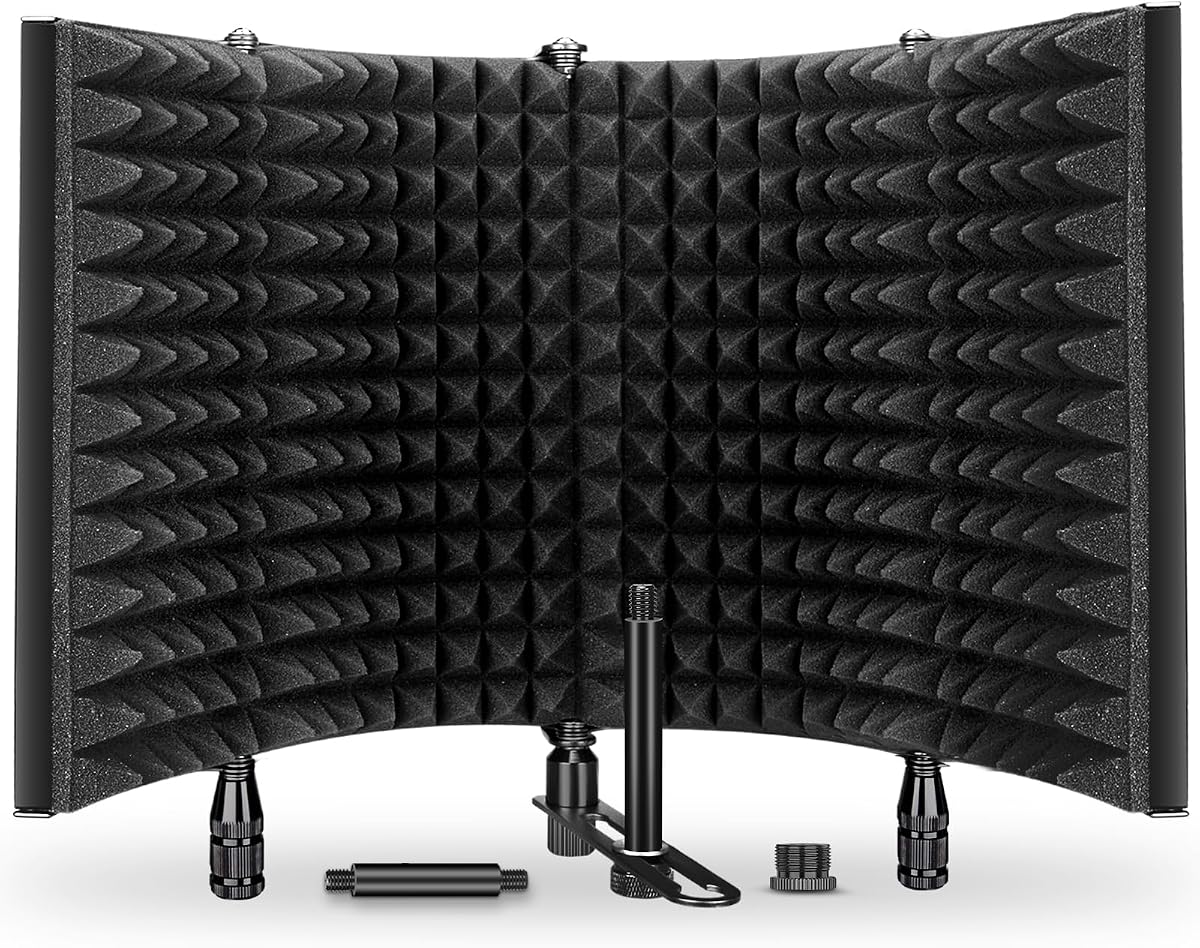 Escudo de aislamiento de micrófono de grabación de estudio, filtro pop. La espuma absorbente de alta densidad se utiliza para filtrar la voz. Adecuado para Blue Yeti y cualquier equipo de grabación con micrófono de condensador.