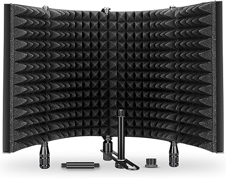Aokeo Studio Recording Microphone Isolation Shield, Pop Filter.High density absorbent foam is used to filter vocal. Suitable for blue yeti and any condenser microphone recording equipment