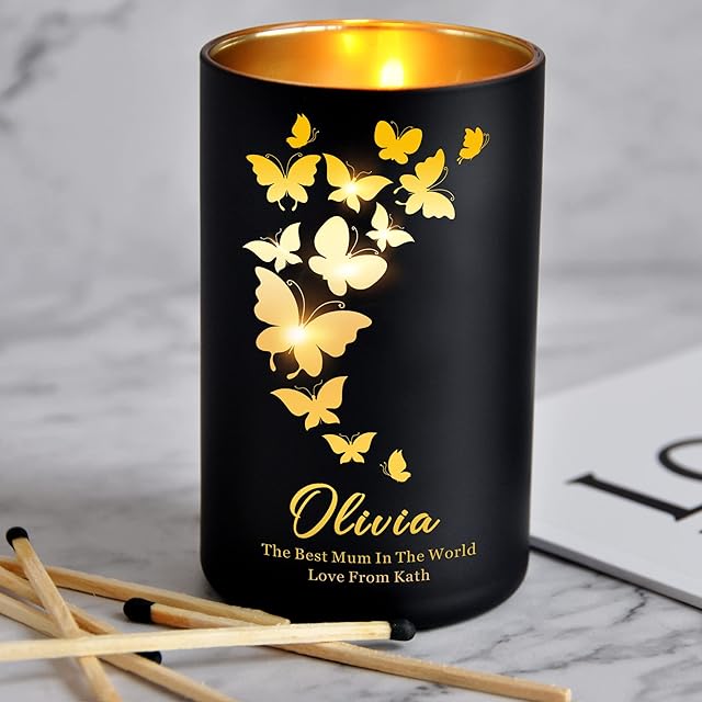 Personalised Candle Orange Blossom Jasmine Amber Scented Candles Mothers Day Gifts for Her Custom Gift for Birthday Anniversary Christmas Him Men Women up to 40 Hours Burn Time (Design 01)