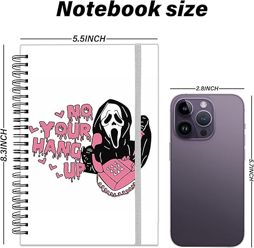 Miniatura 2 de Cabreche Cuaderno de espiral, diario de tapa dura, cuaderno de espiral con rayas anchas, tamaño A5, 5.5 x 8.3 pulgadas, papel grueso de 80 GSM, 60