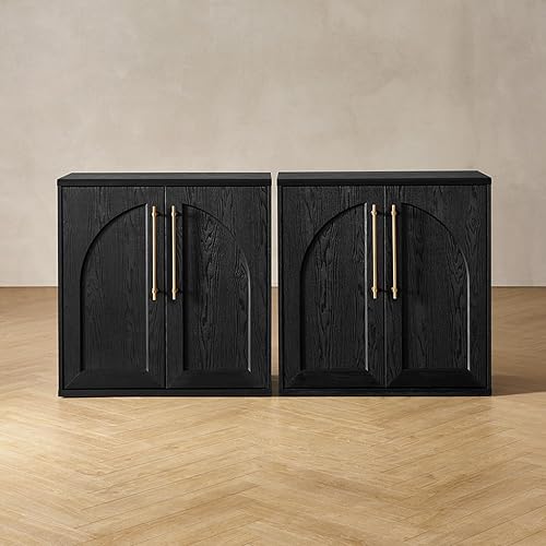 Miniatura 9 de Mopio Blake - Gabinete de almacenamiento, pequeño aparador de exhibición acentuado modular, gabinete de buffet con almacenamiento, credenza de Roble
