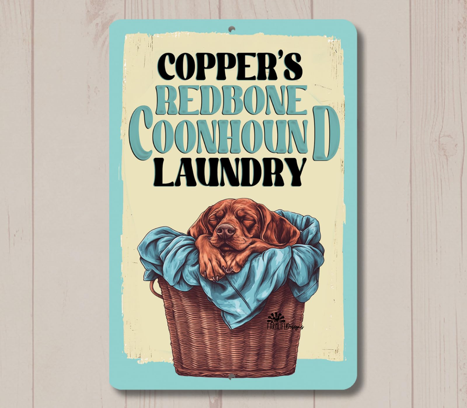 Redbone Coonhound Custom Laundry Room Sign coon hound dog coondog metal tin home decor