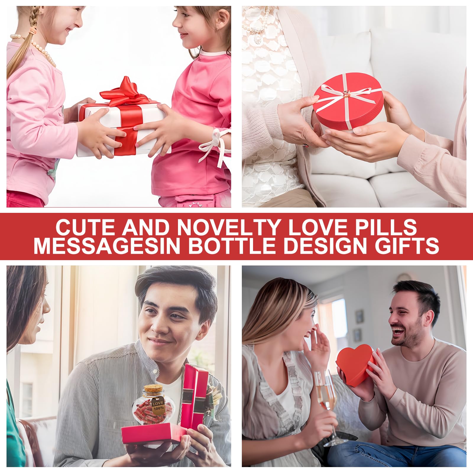 Capsule Letters Message in a Glass Bottle 50PCS Love Romantic Gifts for Boyfriend Girlfriend Valentine's Day Red