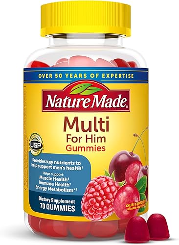 Nature Made Multi for Him, Mens Multivitamins Gummies, Energy Metabolism Support, Multivitamin for Men, 70 Gummy Vitamins and Minerals, 35 Day Supply