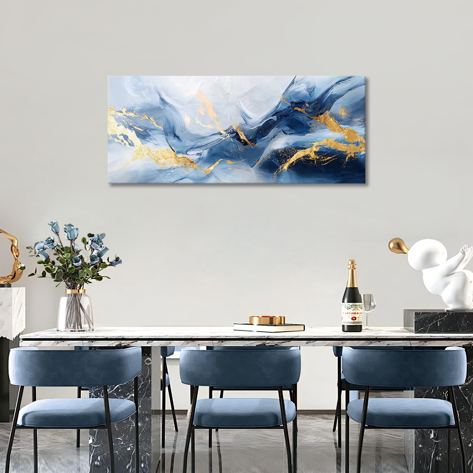 Stampa di arte astratta dell'onda blu Stampa su tela 80x80cm | Maisons