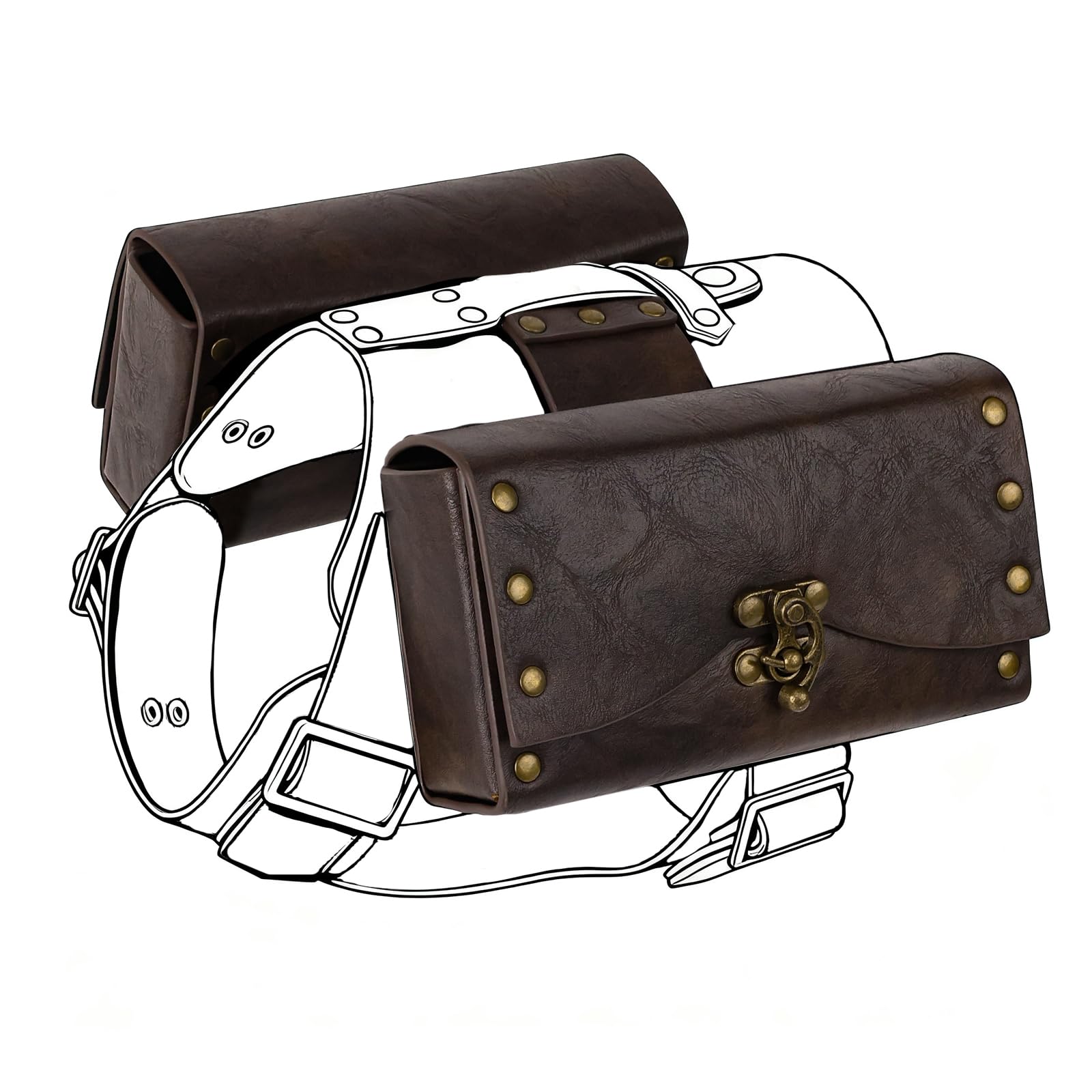 Harnais pour chien avec sacoche double EpicCos boucle ajustable marron B