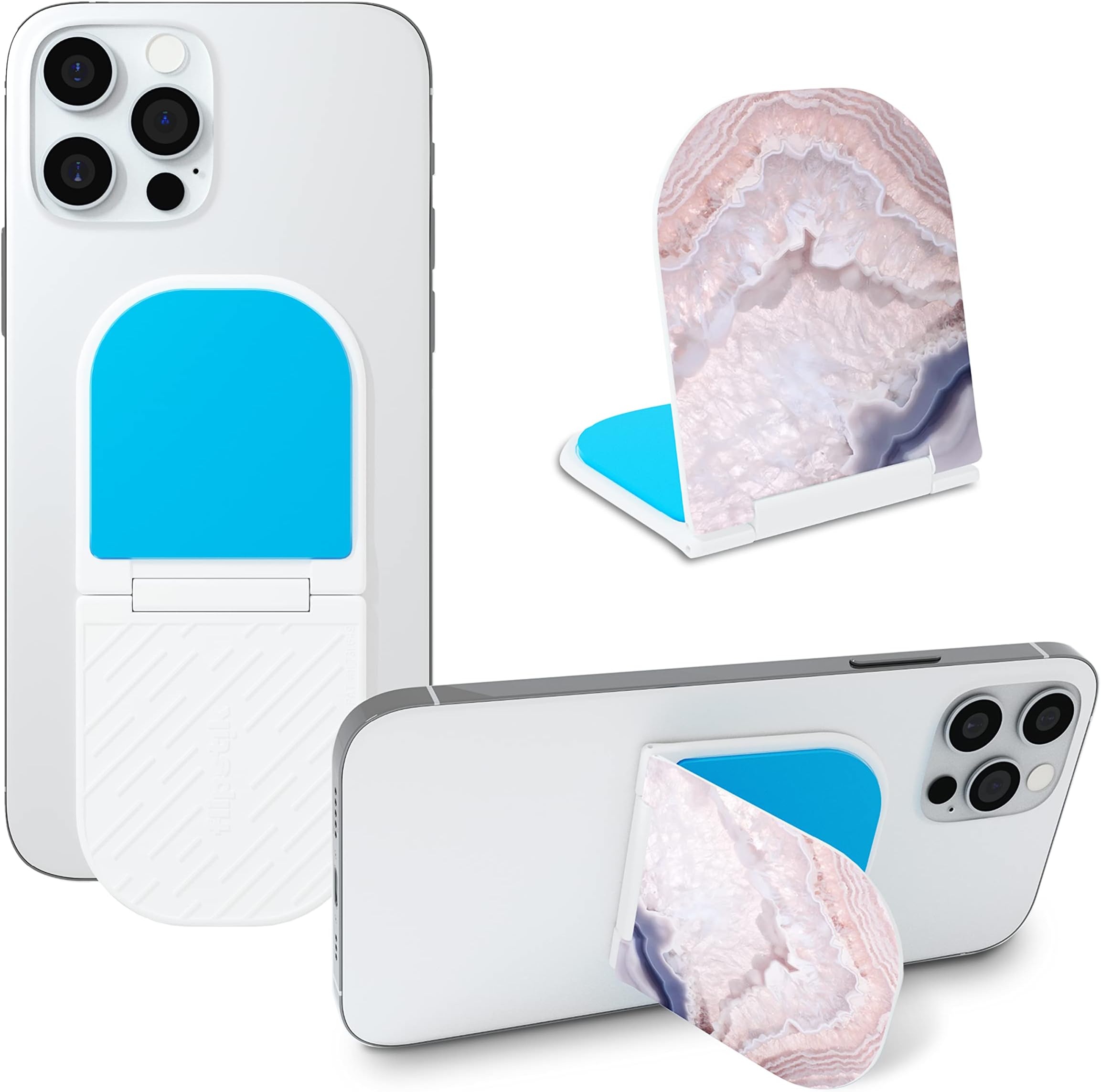 Flipstik 3.0 Foldable Adhesive Phone Mount – Sticks to Any Flat Surface – Hands Free Selfies, Videos, Car Mount, Phone Stand, Travel Accessory – Sticky Phone Mount (Rose Quartz)