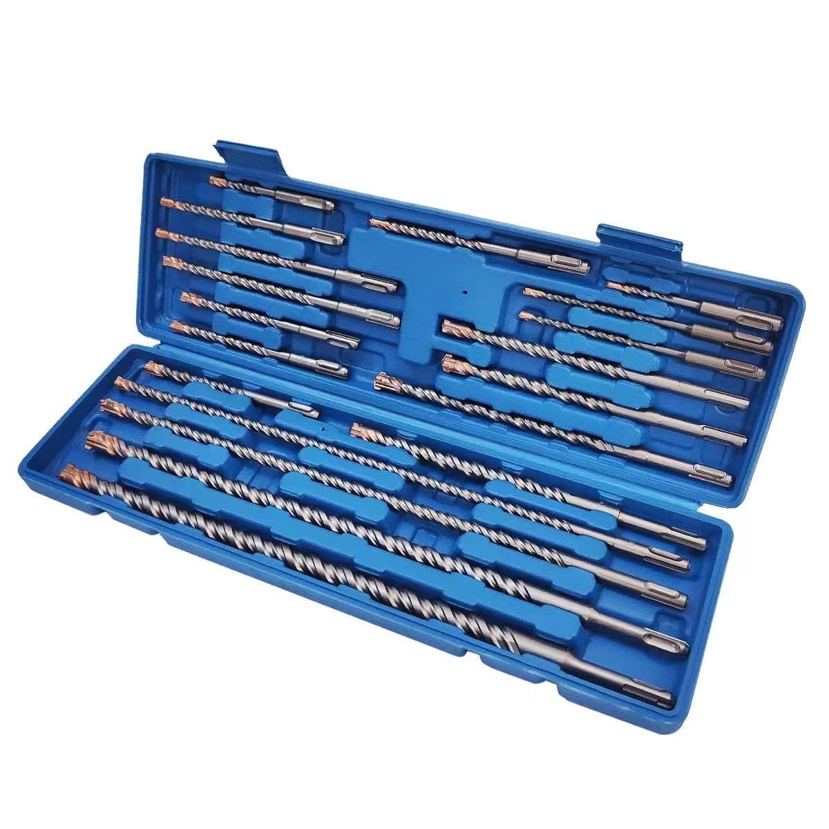 Juego de 20 brocas SDS Plus para hormigón, ladrillo, cemento, piedra con 4 cortes, vástago SDS Plus apto para martillo perforador