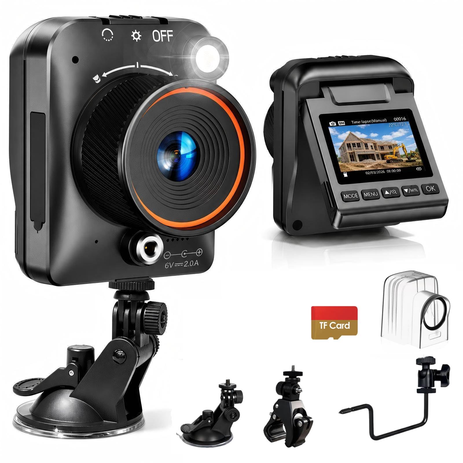 Time Lapse Camera WiFi Timelapse 4K Outdoor Construction Renovation Record | Wifi Rechargeable Long Battery Life,Indoor,Outdoor,Weather,Construction,Waterproof IP66,WideAngle110°,32GB Card,3Mount,2.0''-image-25