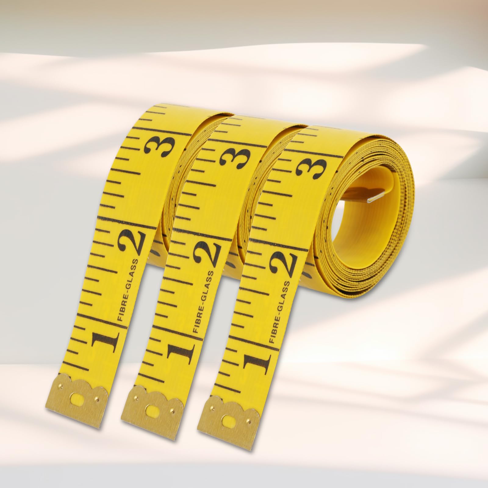 Paquete doble de 3 cintas métricas de 152.4 cm, tela de costura para pérdida de peso, regla suave para pérdida de peso, medición corporal médica, costura, regla de manualidades, color amarillo