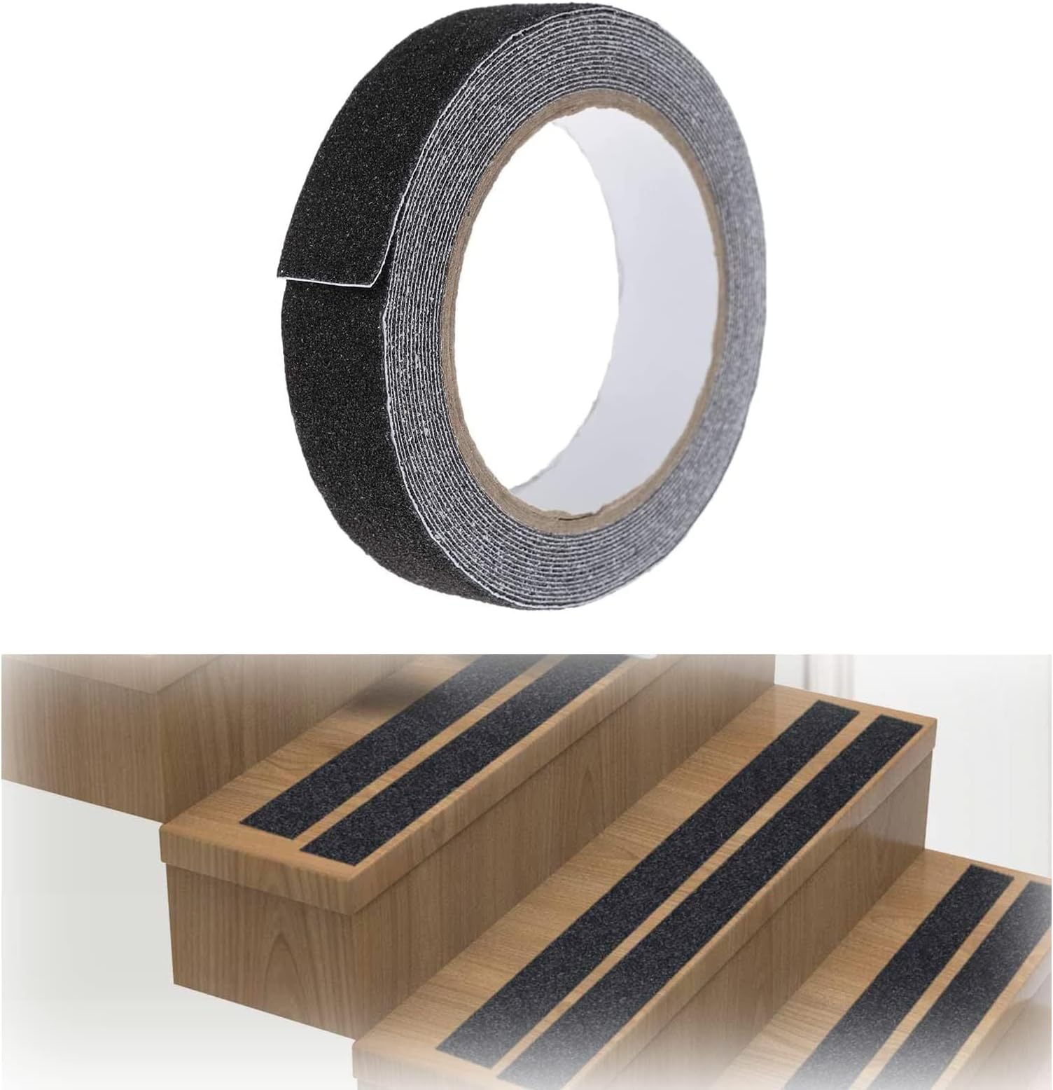 Anti-Slip Grip Tape, Black High Traction Safety Tape, Waterproof Anti-Slip Sticker for Indoor Outdoor Stair Step, Non-Slip Traction Tape (1 Roll 2.5CM x 5M)