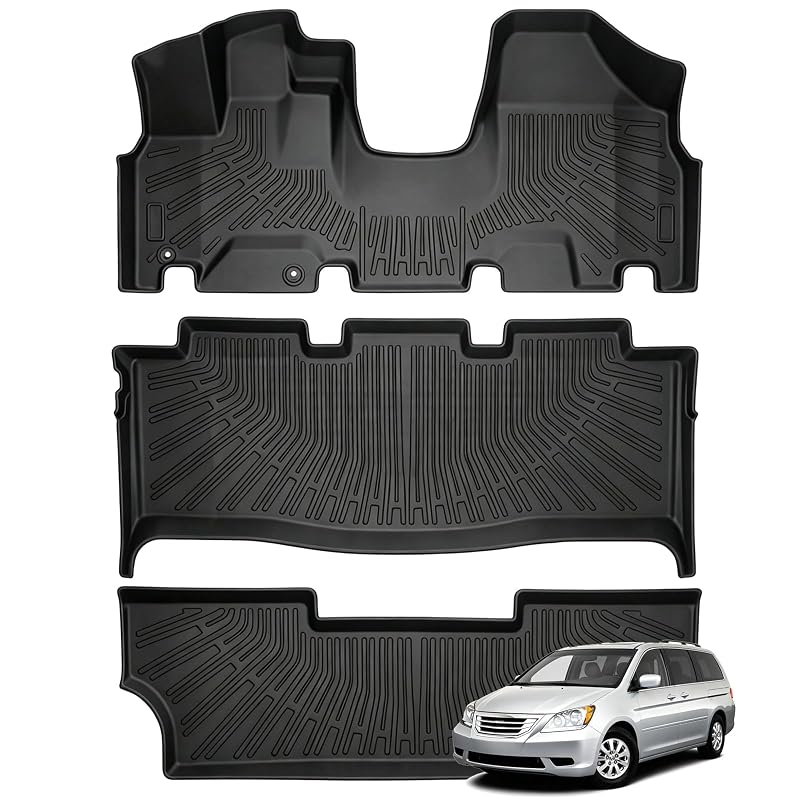 Tapetes automotivos em TPE MOOREVER para Honda Odyssey 2005–2010, sob medida, todas as condições climáticas, 1ª, 2ª e 3ª fileiras, conjunto com 3 peças