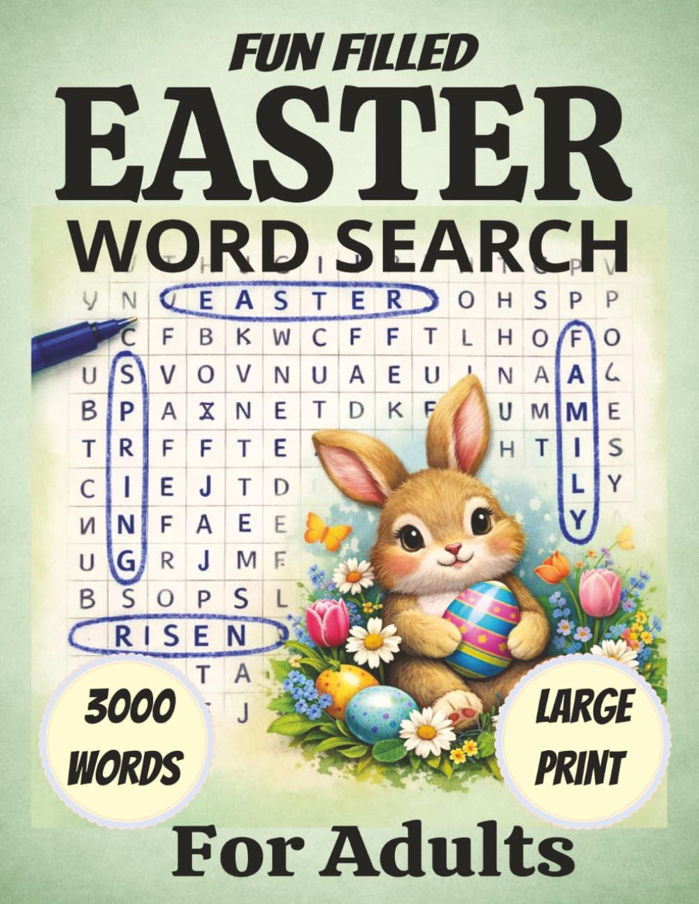 Christian Easter Word Search for Adults and Seniors: Large Print Word Find Puzzle Book with 3000 Hidden Words, 6 Themed Sections and Bible Facts on Every Page
