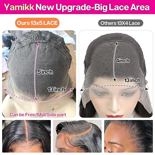 Miniatura 5 de Pelucas de cabello humano con encaje frontal de 13 x 5 pulgadas, predepilada, densidad 180, peluca frontal de encaje HD, pelucas de cabello humano