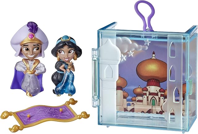 Disney Princess Perfect Pairs Jasmine, Fun Aladdin Unboxing Toy with 2 Dolls, Portable Display Case and Stand, for Kids 3 Years and Up
