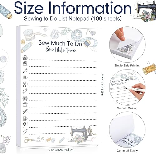 Miniatura 9 de 150 hojas de costura para lista, bloc de notas, lindo y práctico, divertido bloc de notas para colchas, amantes de la costura, lista de verificación