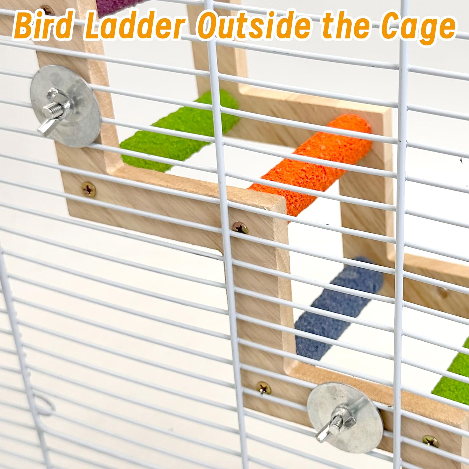 Hamiledyi Nature Wooden Bird Ladder Pet Parrots Climb Bridge Exercise Stands for Parakeet Climbing Chewing Bridge Bird Cage Accessories for Cockatiel Parakeet Lovebirds Budgie - image 5