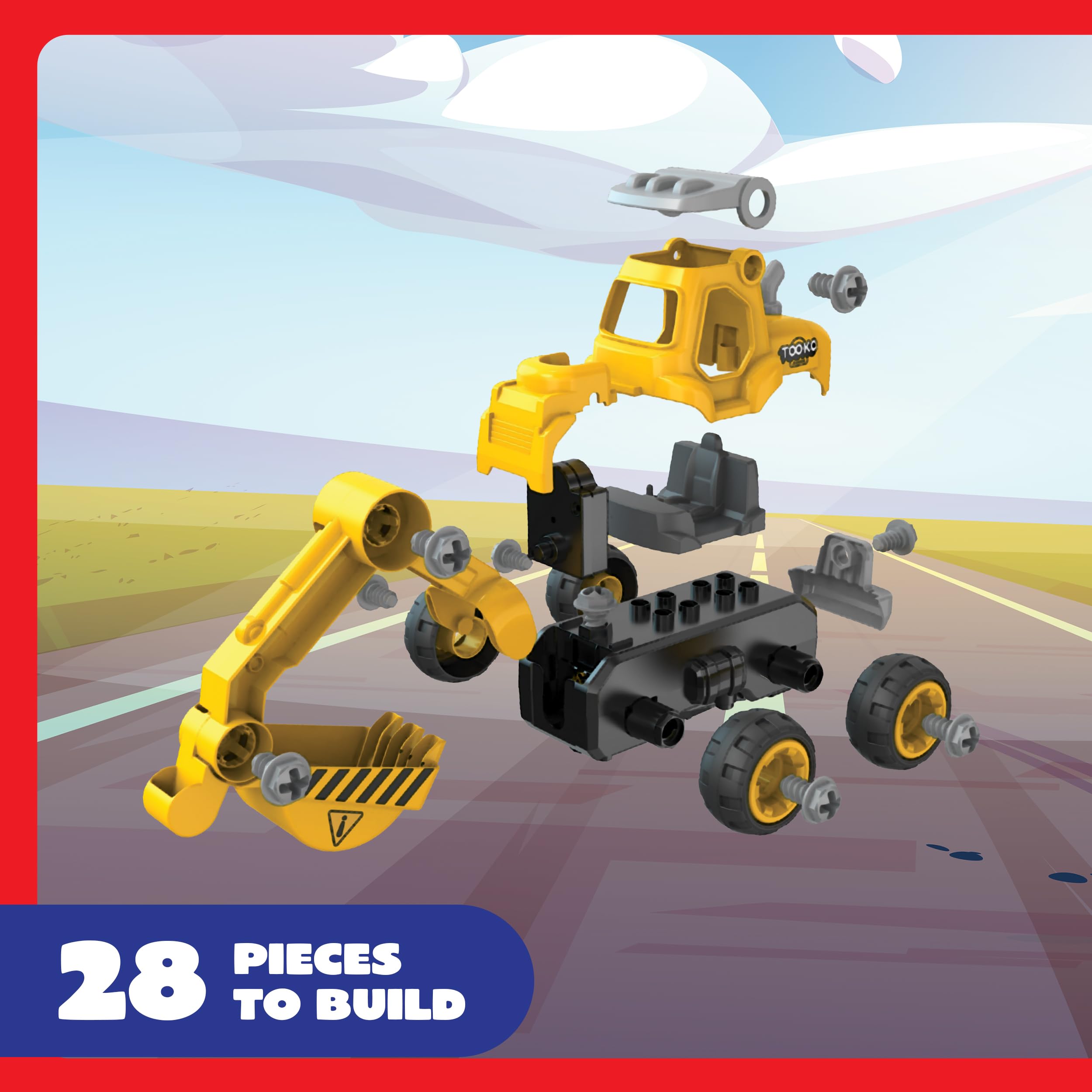 SilverLit Tooko Build My First Digger Construction Set Build and Drive RC Car Toy with 28 Parts Powered Screwdriver and Remote Control STEM Learning Remote Control Car Toy for Toddlers Ages 3+ - Image 3