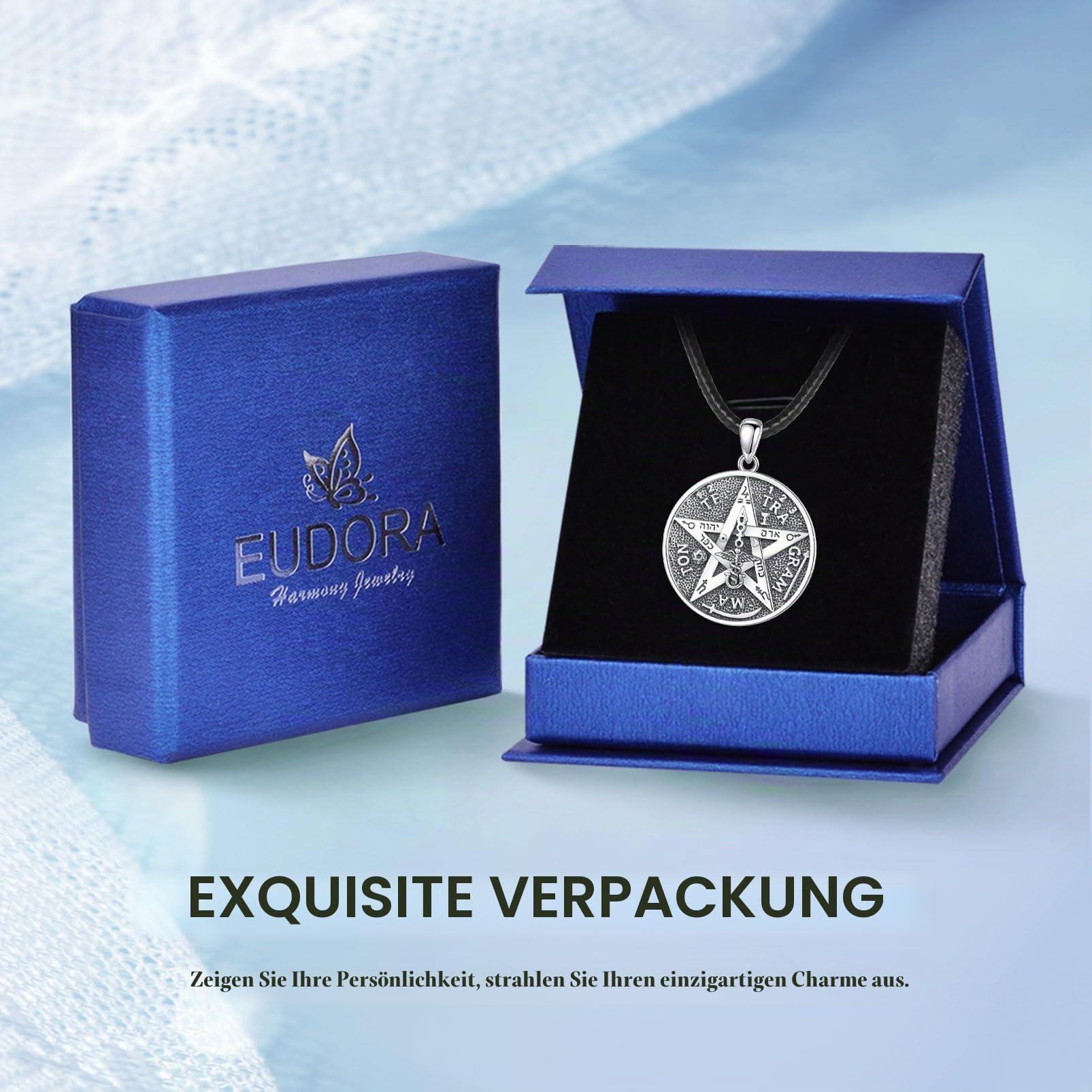 Witcher Pentagramm Kette Ring für Damen Herren Sterling Silber 925, Tetragrammaton Runen Halskette Amulett Vintage Anhänger Energie Schmuck Geschenk für Frauen Herren
