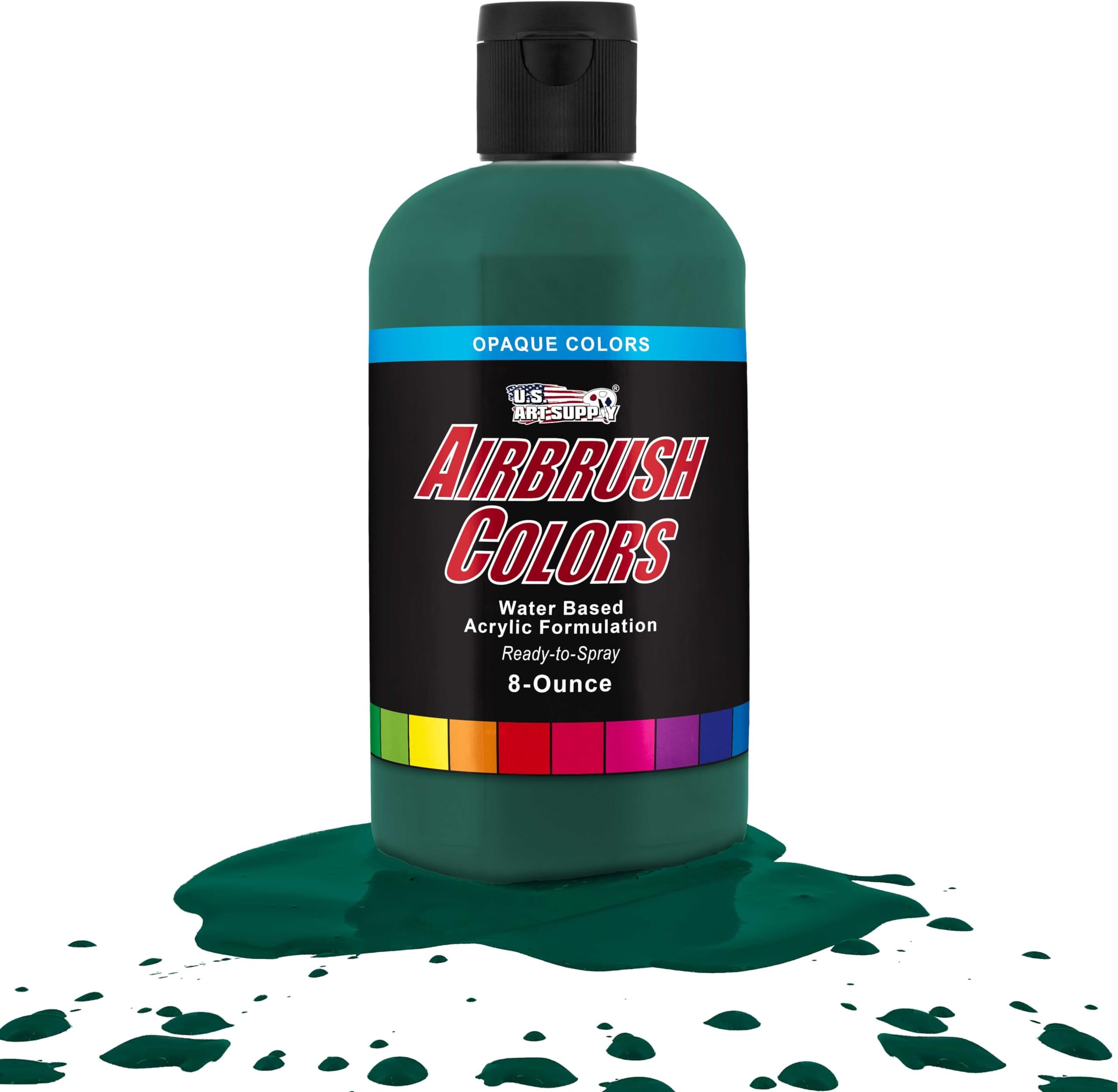 U.S. Art Supply Opaque Phtalo Green Acrylic Special Effects Airbrush Paint - 8oz Ready to Spray Air Brush Paint for Nails, Models, Fabric - Water-Based Air Brush Painting