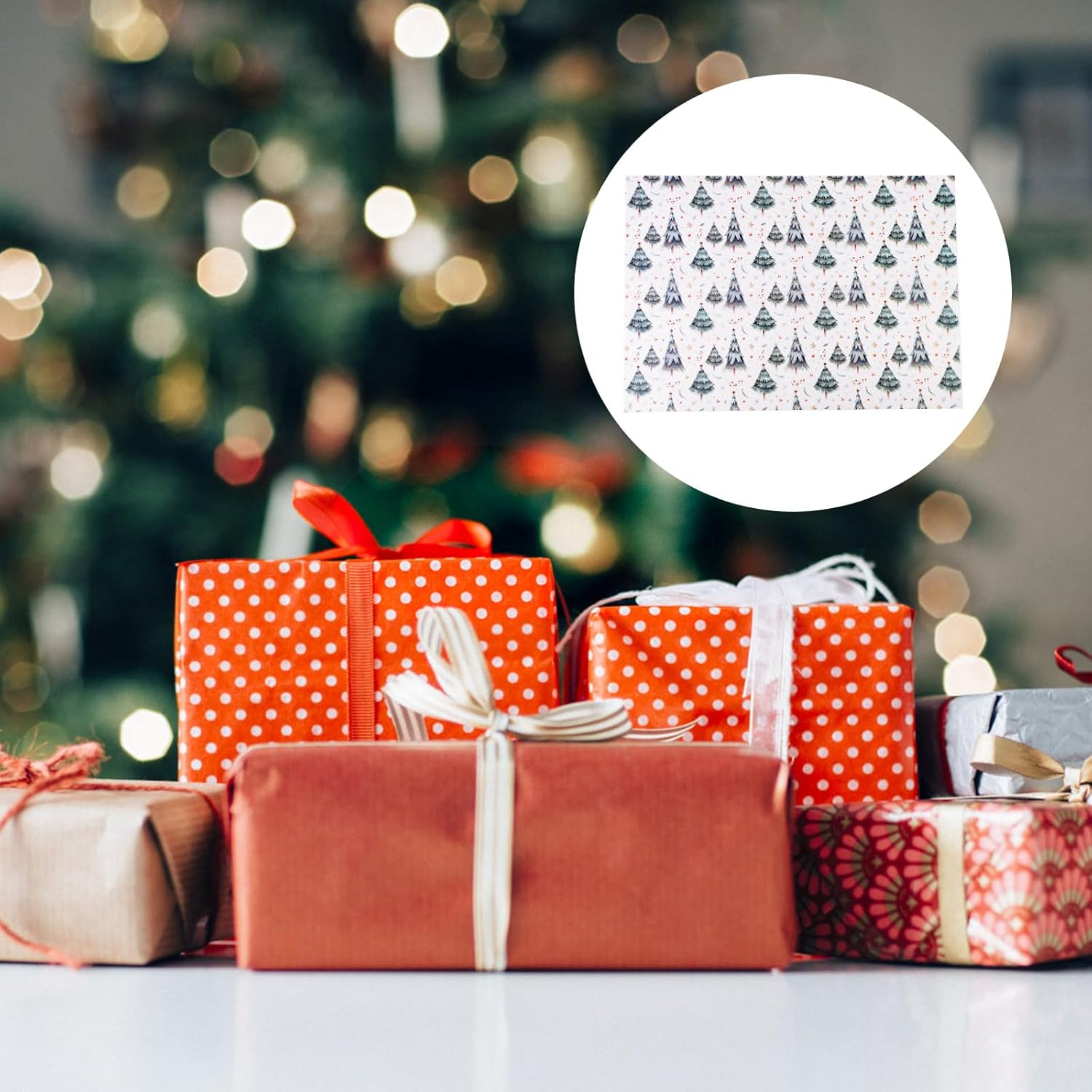 30 Sheets Christmas Wrapping Paper, 19.68x13.78in Christmas Tissue Paper Christmas Tree Snowflake Decorative Gift Wrapping Xmas Paper for Gift Packing Christmas Party Craft Supplies