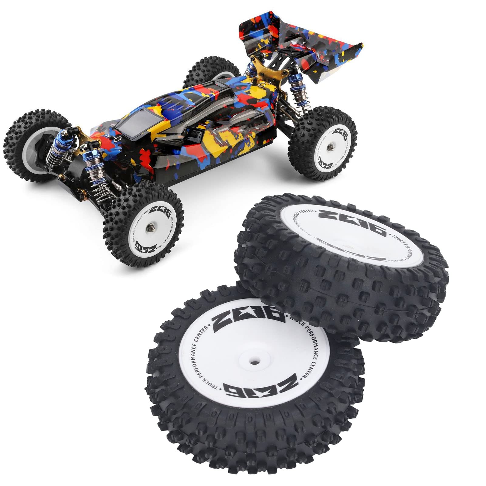 Pneus en Caoutchouc RC, Petits Pneus de Roue en Caoutchouc Noir 4Pcs + Éponge RC, pour Camions Tracteurs 1/14 Voiture RC 1/14 Voiture à Télécommande