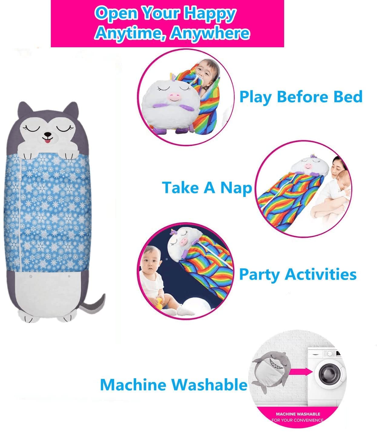 Buy SHUQUAN Kids Sleeping Bag with Pillow, 2 In 1 Foldable Sleeping Bag, Comfortable and Soft