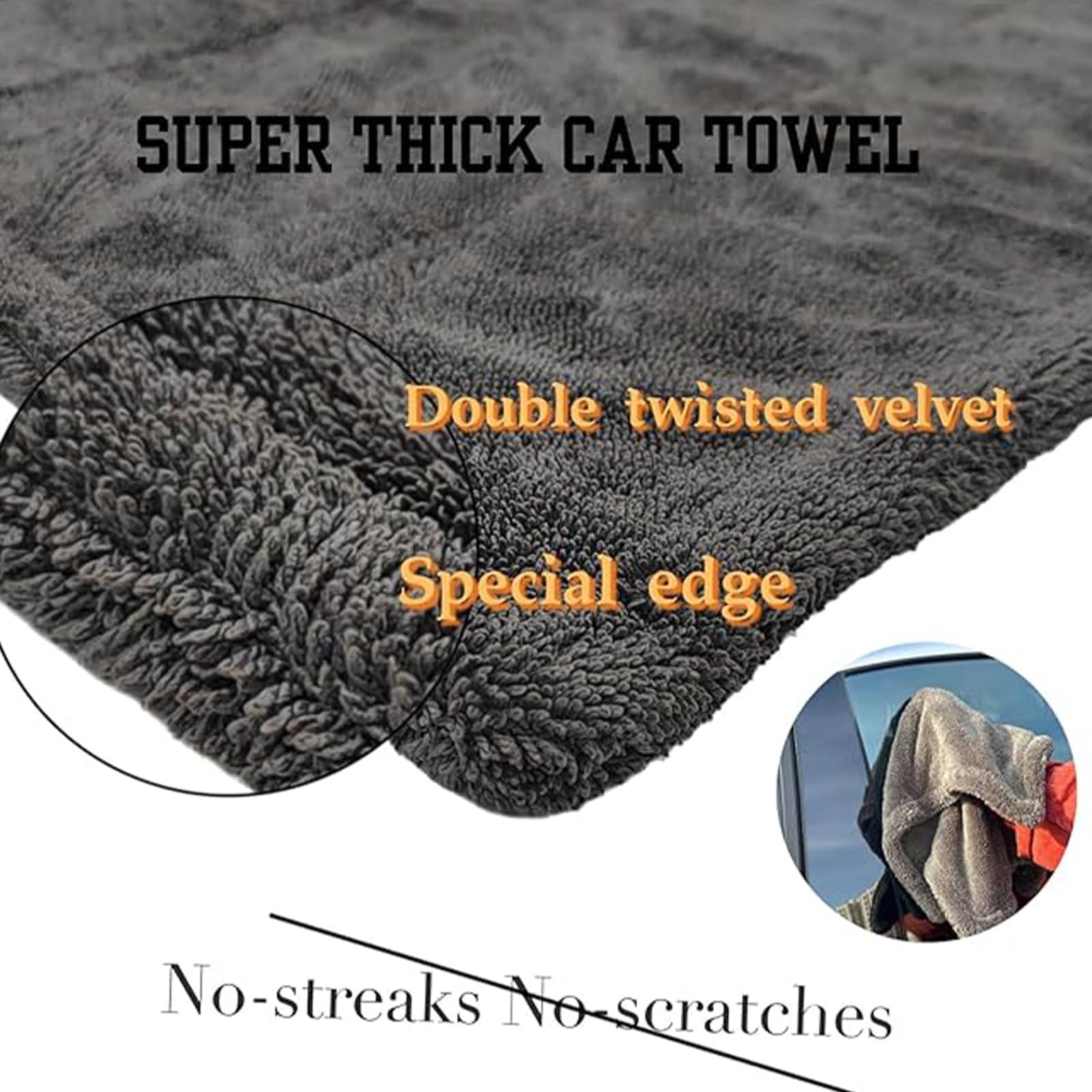 Ręczniki samochodowe Twisted Loop do suszenia, ręcznik samochodowy Twist Ring z mikrofibry do detali samochodowych bez pasków, zarysowań lub plam wodnych(3pack)