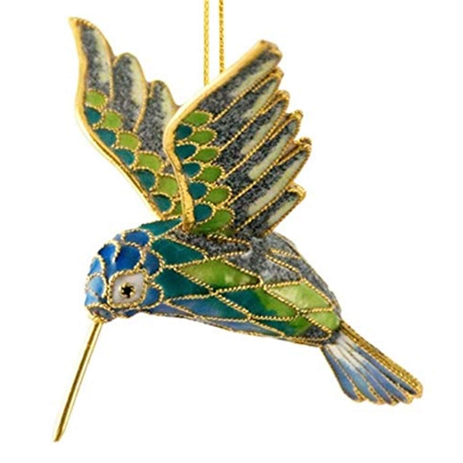 Cloisonne Hummingbird Ornament, Enamel on Copper 2.75 Inches x 2.25 Inches (B)