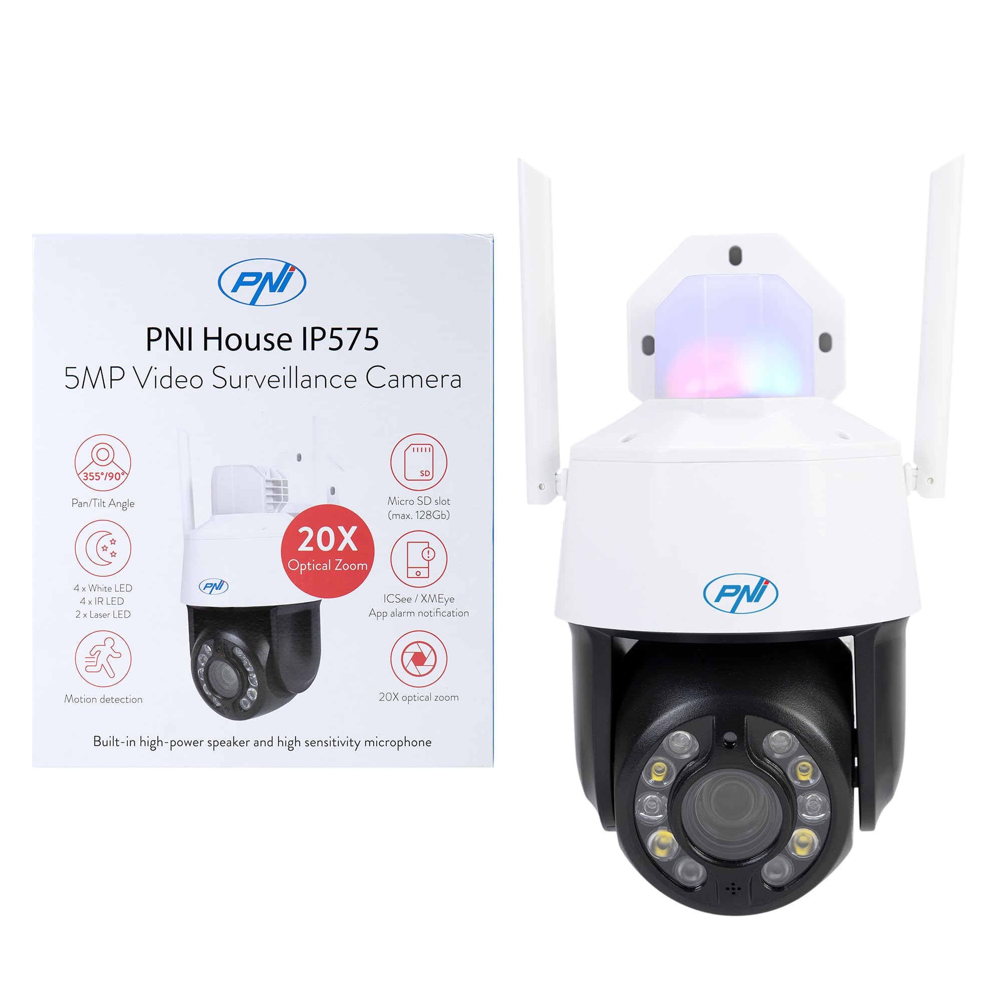 PNI Kamera do monitoringu wideo House IP575 5MP WiFi, 20-krotny zoom optyczny, obiektyw zmiennoogniskowy