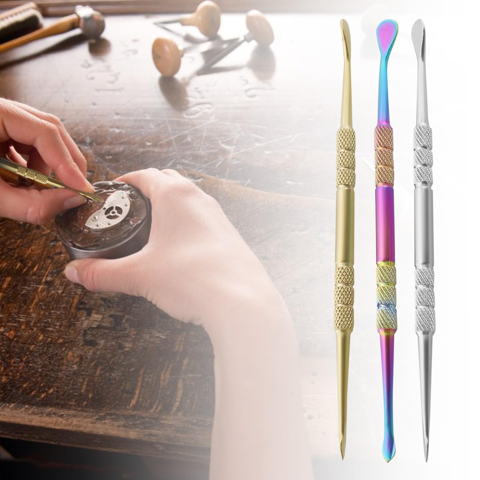 EMagTech Lot De 6 Outils De Sculpture Double-Tête En Acier Inoxydable – Cuillère & Pointe Pour Modelage Cire, Argile, Sculpture