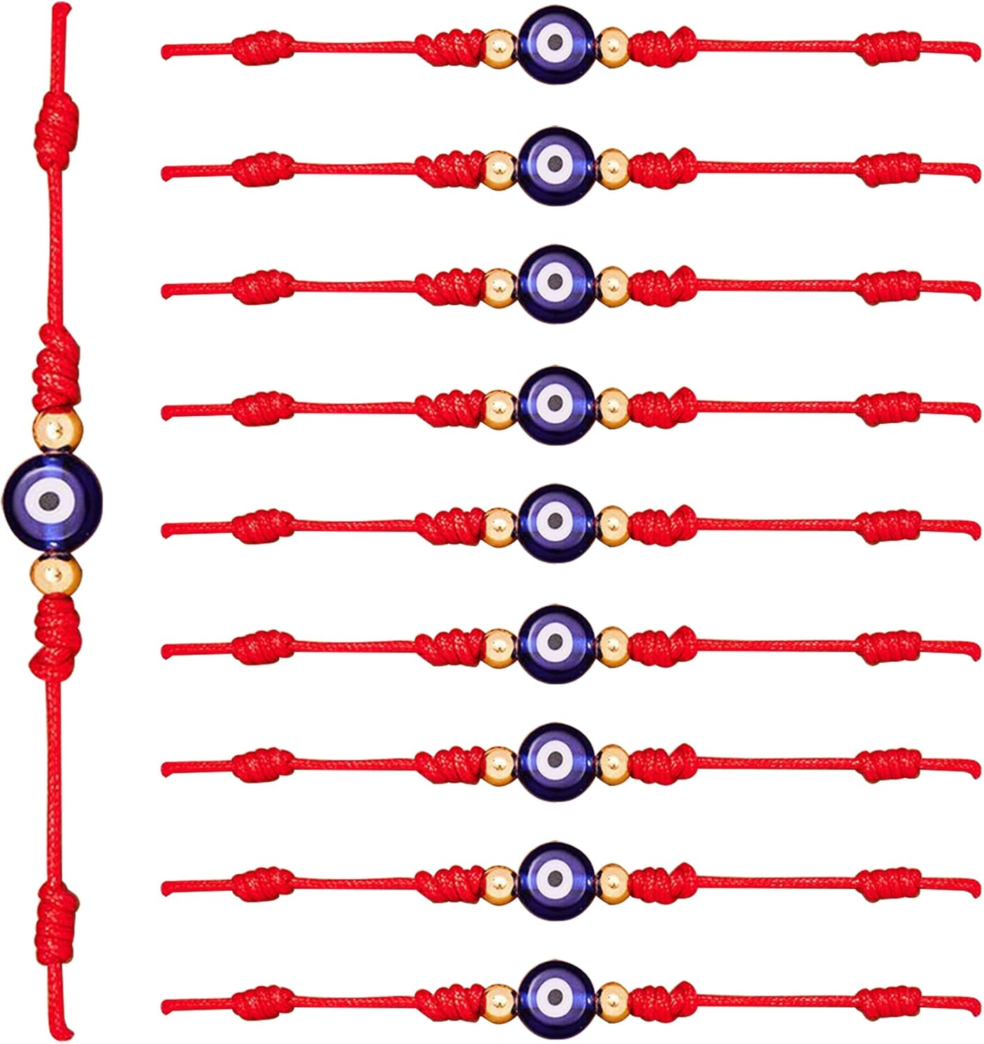 9 pcs Handmade Red String Protection Bracelets - Adjustable Good Luck Amulet for Women, Men & Teens, Inspiring Gifts for Family & Friends