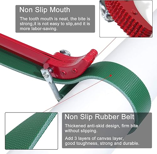 Miniatura 3 de boeray Llave de correa de cinturón multiusos, correa ajustable de capacidad de 21.2 pulgadas21.260 in y mango de acero de 10.4 pulgadas (10.433 in),