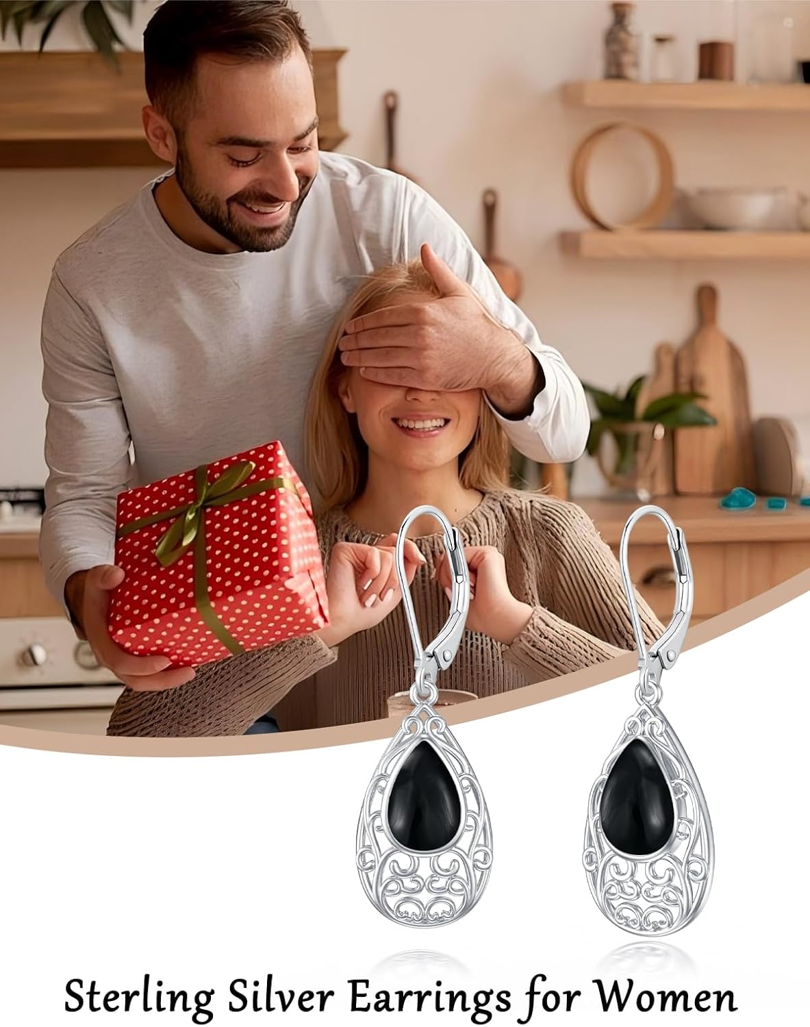 Teardrop Earrings for Women Celtic Filigree Drop Earrings Sterling Silver Leverback Earrings Jewelry Christmas Gifts for Women Her - Image 6