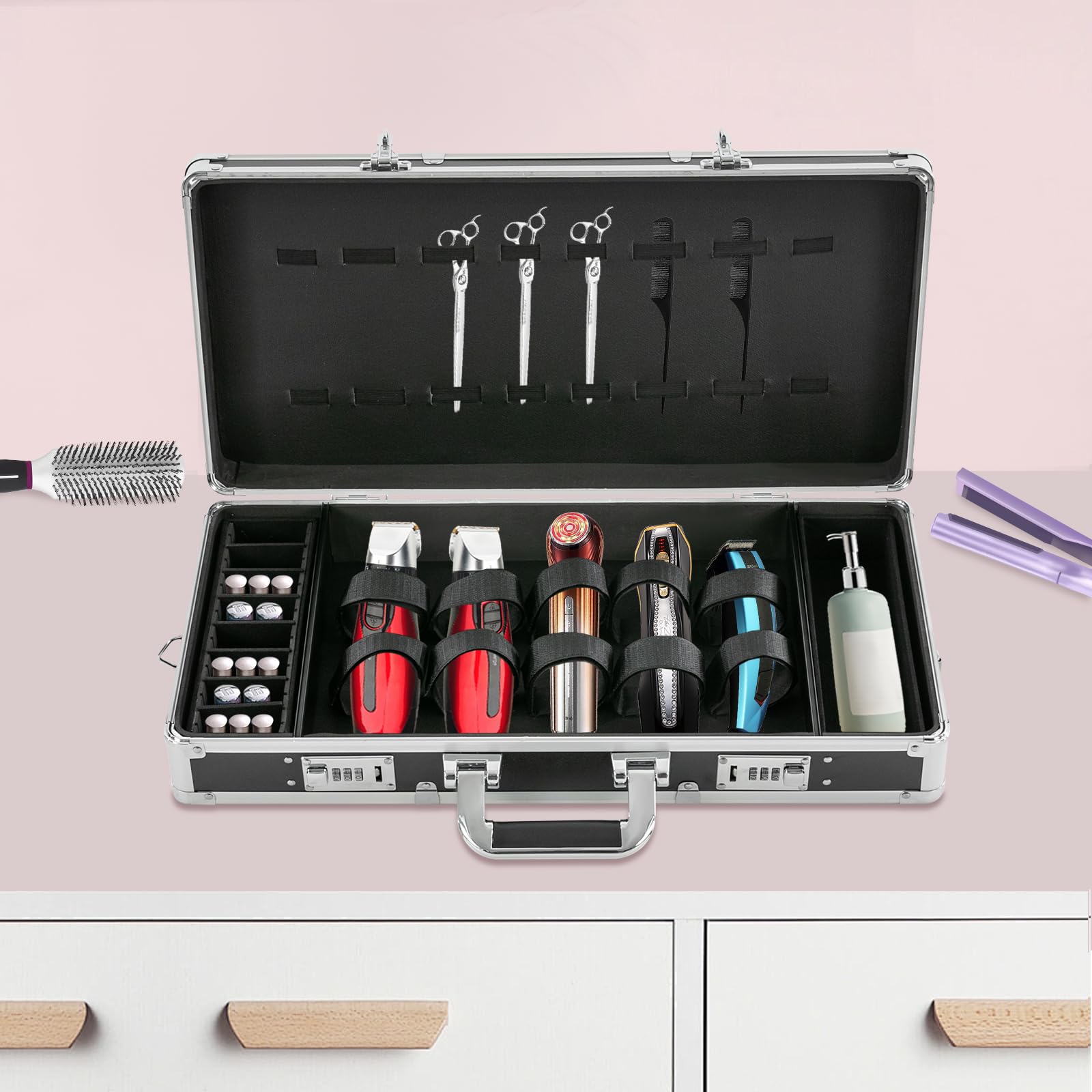 Kosmetikkoffer Schminkkoffer Hartschale Kosmetik Koffer Damen Groß Friseurkoffer Friseur Zubehör Make Up Organizer Friseurwagen Trolley Makeup