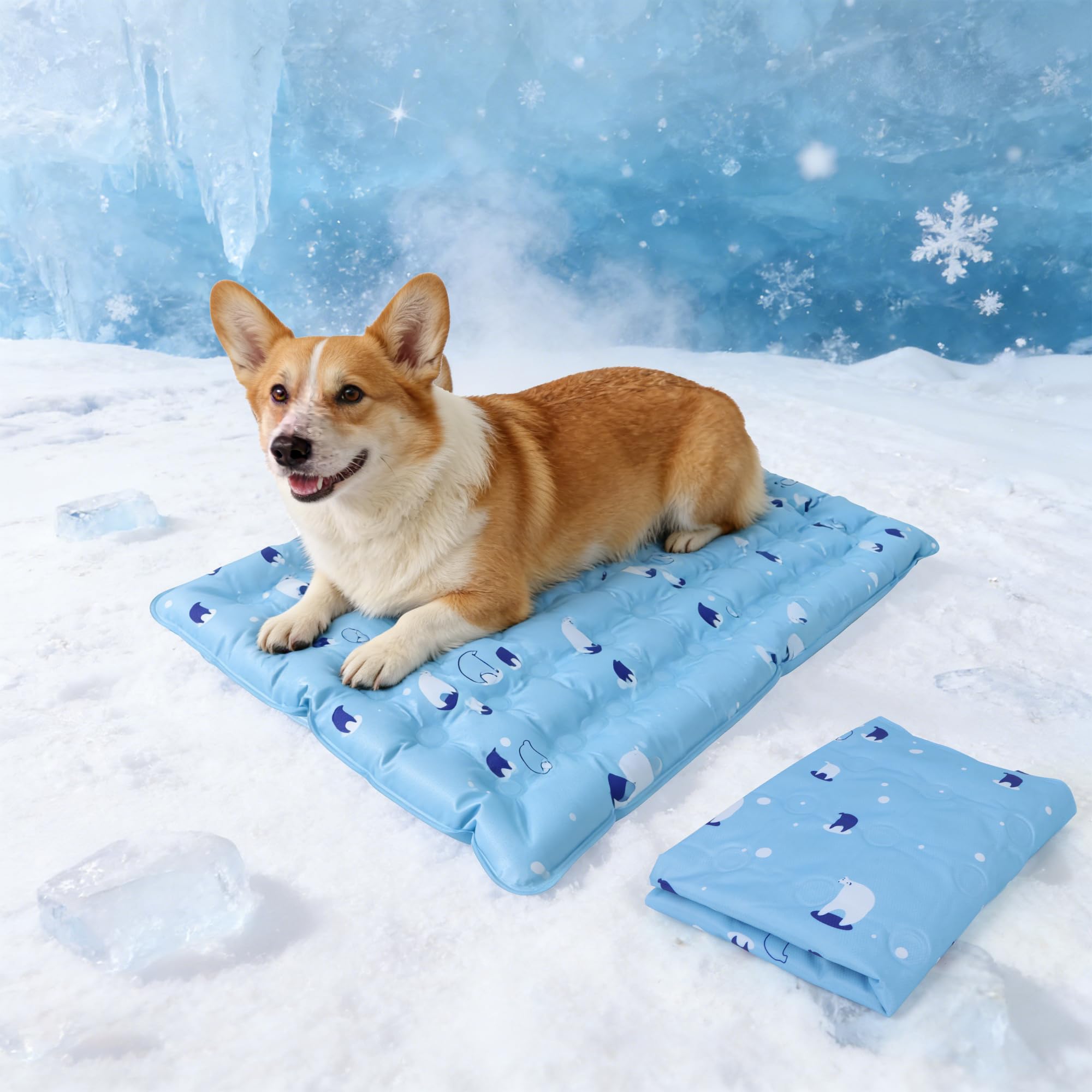 Guittly Dog Cooling Mat, Non-Toxic Gel Cool Mat for Dogs and Cats, Self Cooling Blanket for Pets, Portable Summer Sleeping Pad for Home and Travel (Blue, XL)