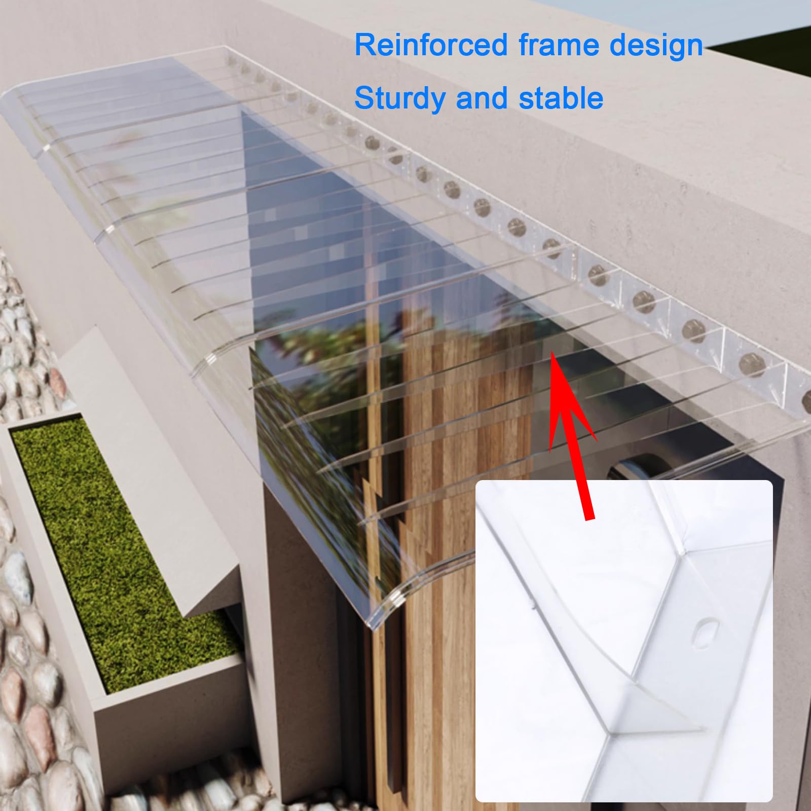 Uv-Schutz Vordach Haustür Überdachung,Transparentes/Braunes Vordach Überdachung Haustürvordach,Schlagfeste Polycarbonat Türvordach,Regenschutz Winddicht Pultbogenvordach (40x100cm/16 x39,Brown)