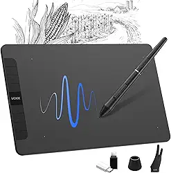 VEIKK Mesa digitalizadora Tablet de desenho VK1060 Graphics drawing Tablet 10 x 6,25 polegadas caneta sem bateria de pressão de 8192 níveis com Stylus e 8 teclas, compatível com PC, Chromebook,