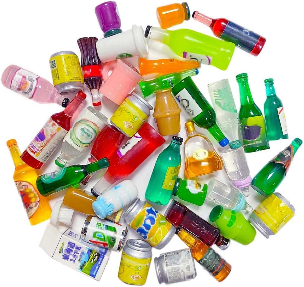 DROPOSALE Mini Resin Drink Bottle Toys Decoration Mixed Model Making Miniature Random Imitation Wine Beer Cup Dessert Pastry Food Cake Topper Dollhouse Small Ornaments Accessories New Pattern (20)