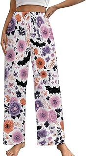 Pajama Pants for Women Comfy Floral Pattern Bats Pajama Sleep Bottoms Casual Lounge Pants
