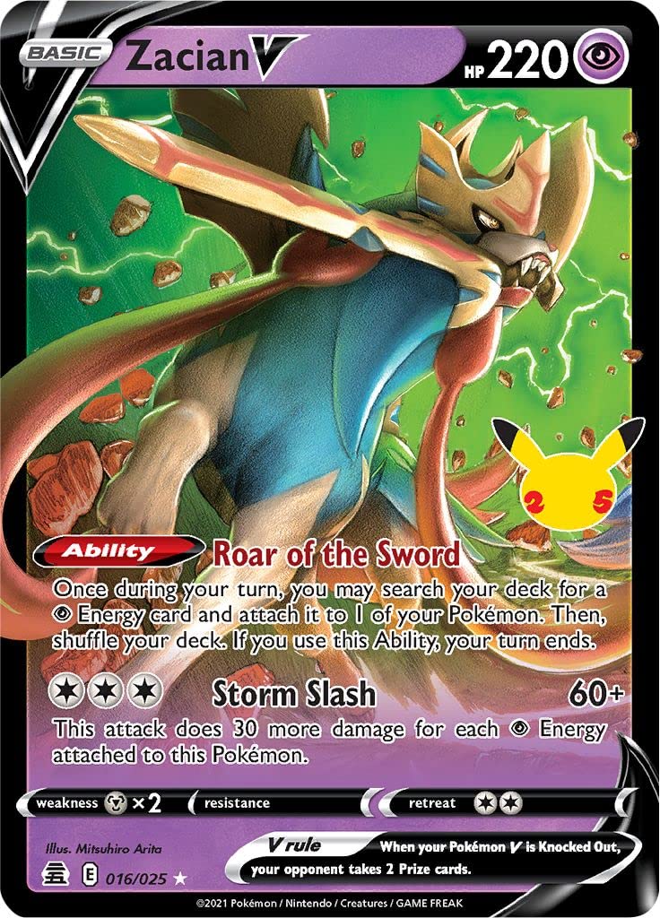 Zacian V 016/025 Ultra Rare Pokemon Card (Celebrations 25th