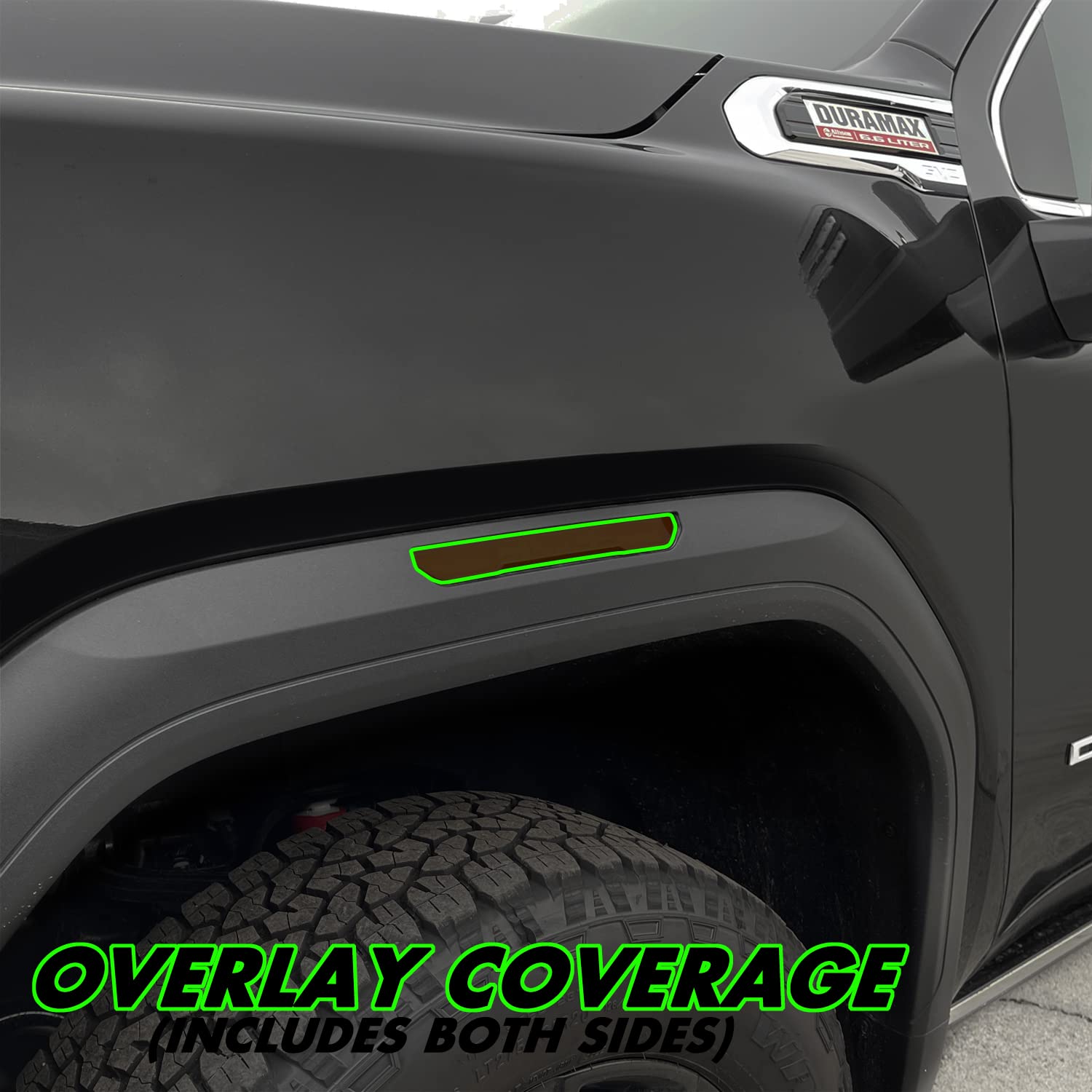 SlickMod PreCut Vinyl Smoke Tint for 2020-2023 GMC Sierra 2500HD / 3500HD Side Marker (20% Dark Smoke, 4. Front & Rear Side Marker)