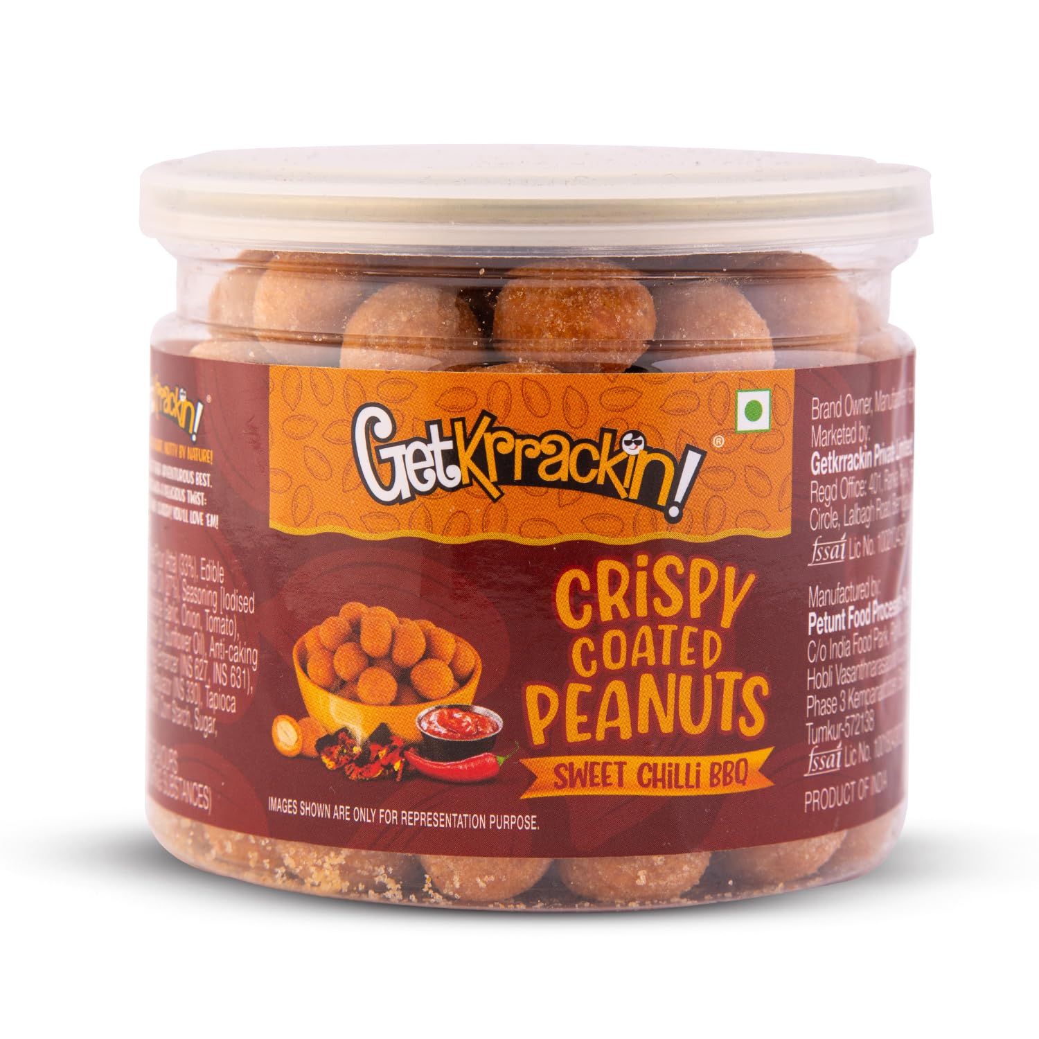 GetKrrackin! Sweet Chilli BBQ Peanuts - 200g Jar | Crunchy Coated Nuts | Roasted Moongfali | Nutty Salted Namkeen | Singdana, Mungfali, Chakna | Ready to Eat Snacks | Rich in Protein and Dietary Fiber (B09YH9HB1K) Amazon Price History, Amazon Price Tracker